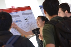 Amabel Jeon  presenting her research at the 2019 Wesleyan Psychology Department Poster Session (Photo by Olivia Drake).