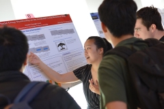 Amabel Jeon  presenting her research at the 2019 Wesleyan Psychology Department Poster Session (Photo by Olivia Drake)