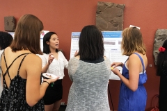 Amabel Jeon presenting her research at the 2017 Wesleyan University Research in the Sciences Poster Session.