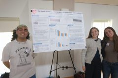 Nirvaan Mehta, Jenny Cook, and Hannah Fine at the 2026 Wesleyan Psychology Department Poster Session